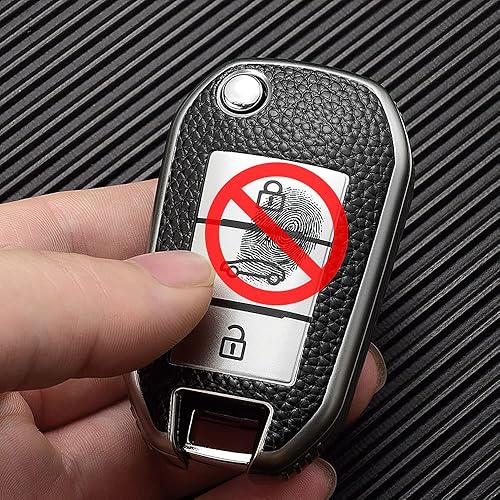 Miniatura 7 de SANRILY Funda de cuero con textura para llavero Peugeot 208 301 308 508 2008 3008 protección completa sin llave con llaveros, color plateado