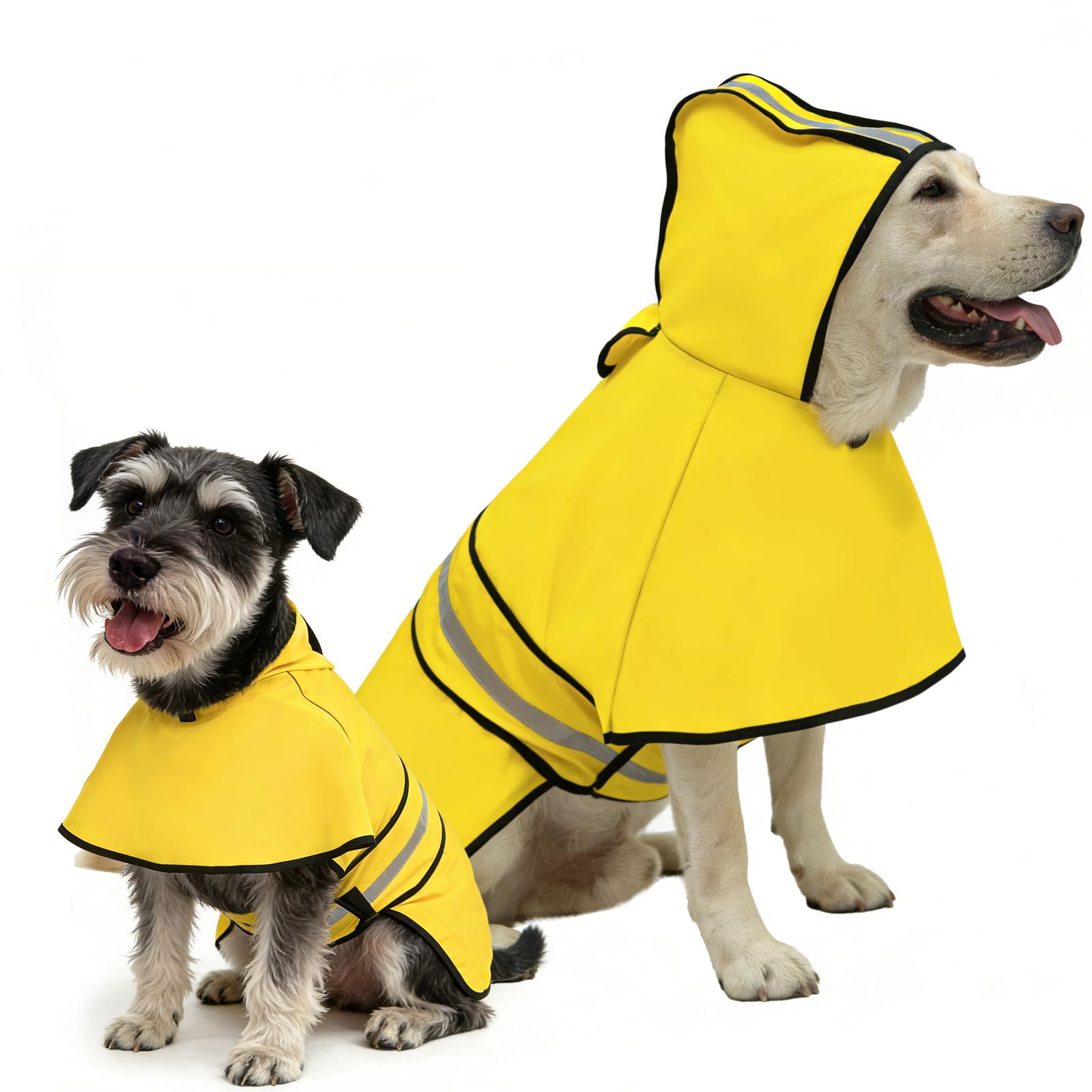 KOOLTAIL Dog Raincoat Hooded Slicker Poncho with Leash Hole, Raincoat for Large Dogs, Waterproof Doggie Rain Jacket with Reflective Strip, Adjustable Breathable Extra Large Rainwear-Yellow Solid — image 1