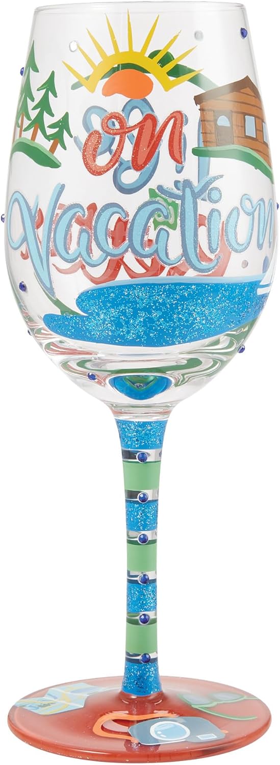Enesco Lolita Designs Life is Better on Vacation Hand-Painted Artisan Wine Glass, 15 Ounce, Multicolor - Image 3