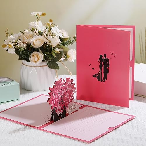 Miniatura 3 de qrqhnu Tarjeta desplegable para el día de San Valentín, diseño de corazón 3D, tarjeta de felicitación de aniversario, tarjetas de compromiso de