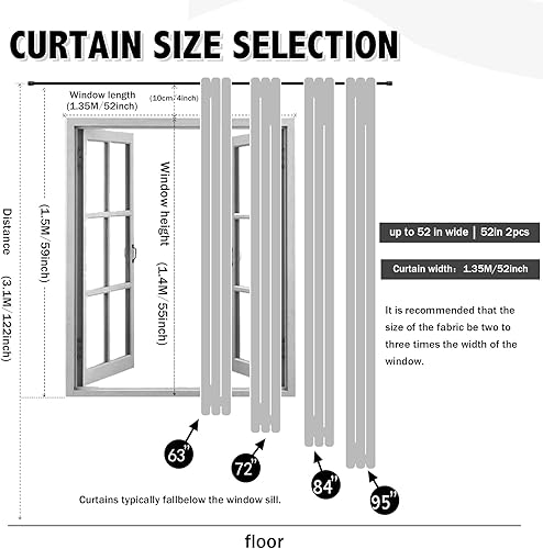 Miniatura 2 de Anytime - Cortinas para dormitorio de niñas con estrella hueca, cortinas opacas para habitación de niños, cortinas largas para oscurecer la