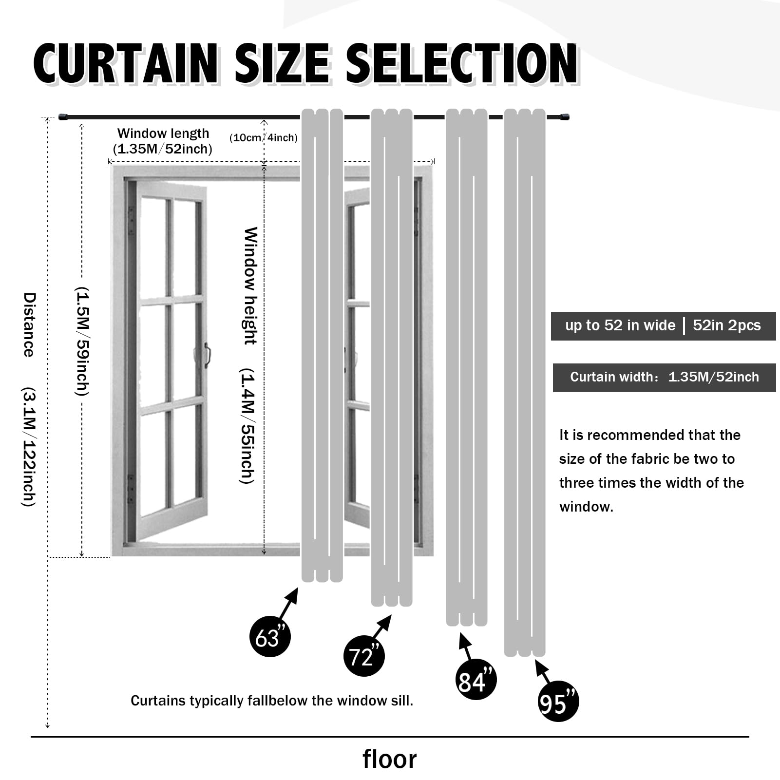 Anytime Cortina romántica para niños, cortina de ventana con estrellas huecas, cortinas opacas de doble capa para niñas, dormitorio, habitación de niños, 2 paneles (52 x 95 pulgadas, blanco grisáceo)