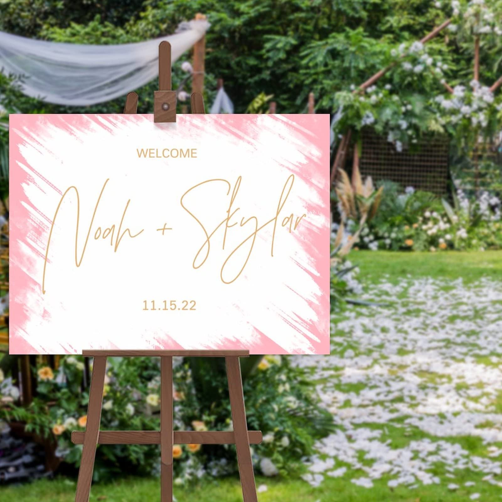 Panneau de bienvenue pour le thème du mariage moderne avec date sur mesure