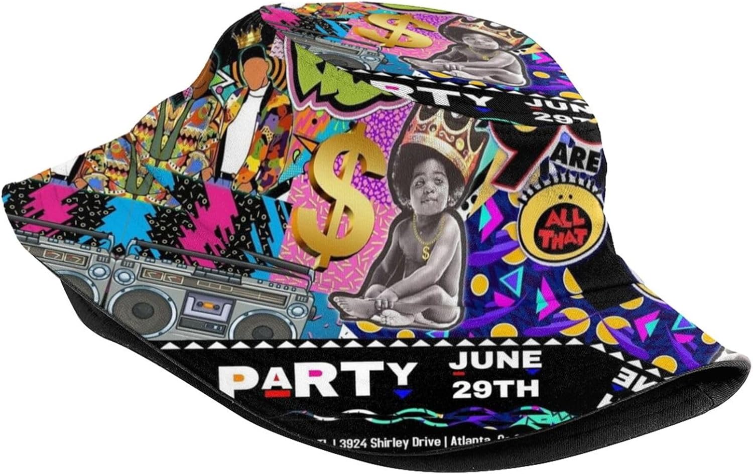 Fashion 80s 90's Theme Bucket Hats Retro Sun Cap Packable Outdoor Fisherman Hat for Women and Men - Image 2