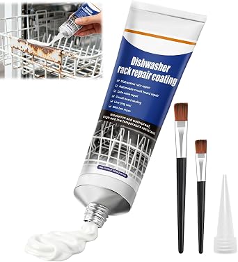 Dishwasher Rack Repair Kit, Waterproof, Resistant to High Temperature, 50ml | Dishwasher Rack Repair Coating White, Durable Rust Resistant Waterproof Protective Coating, Fits Most Dishwashers for Rack