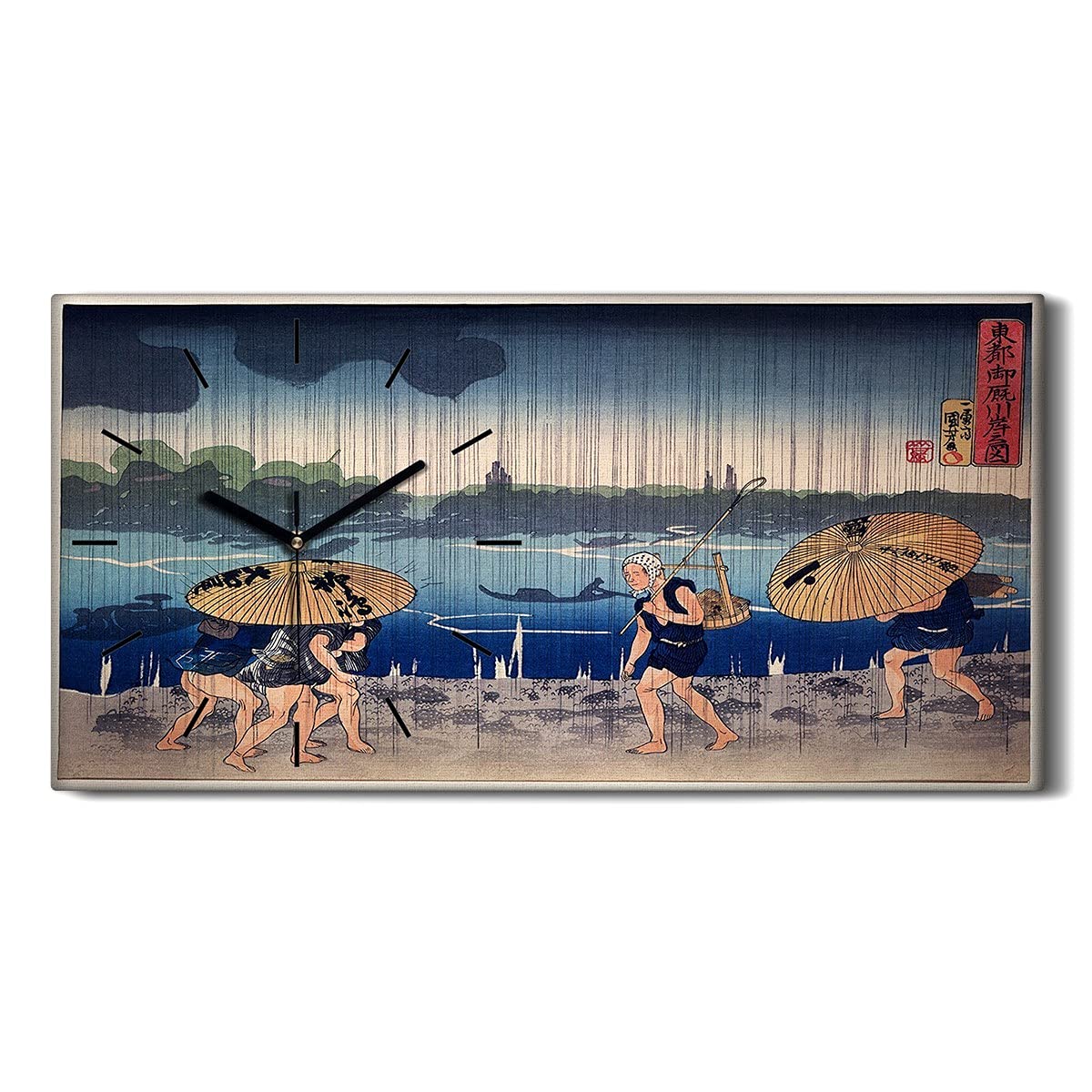 Horloge sur Toile Sans Tic-Tac Résoudre le Bruit Mural Décoration Salon Asiatique Pluie
