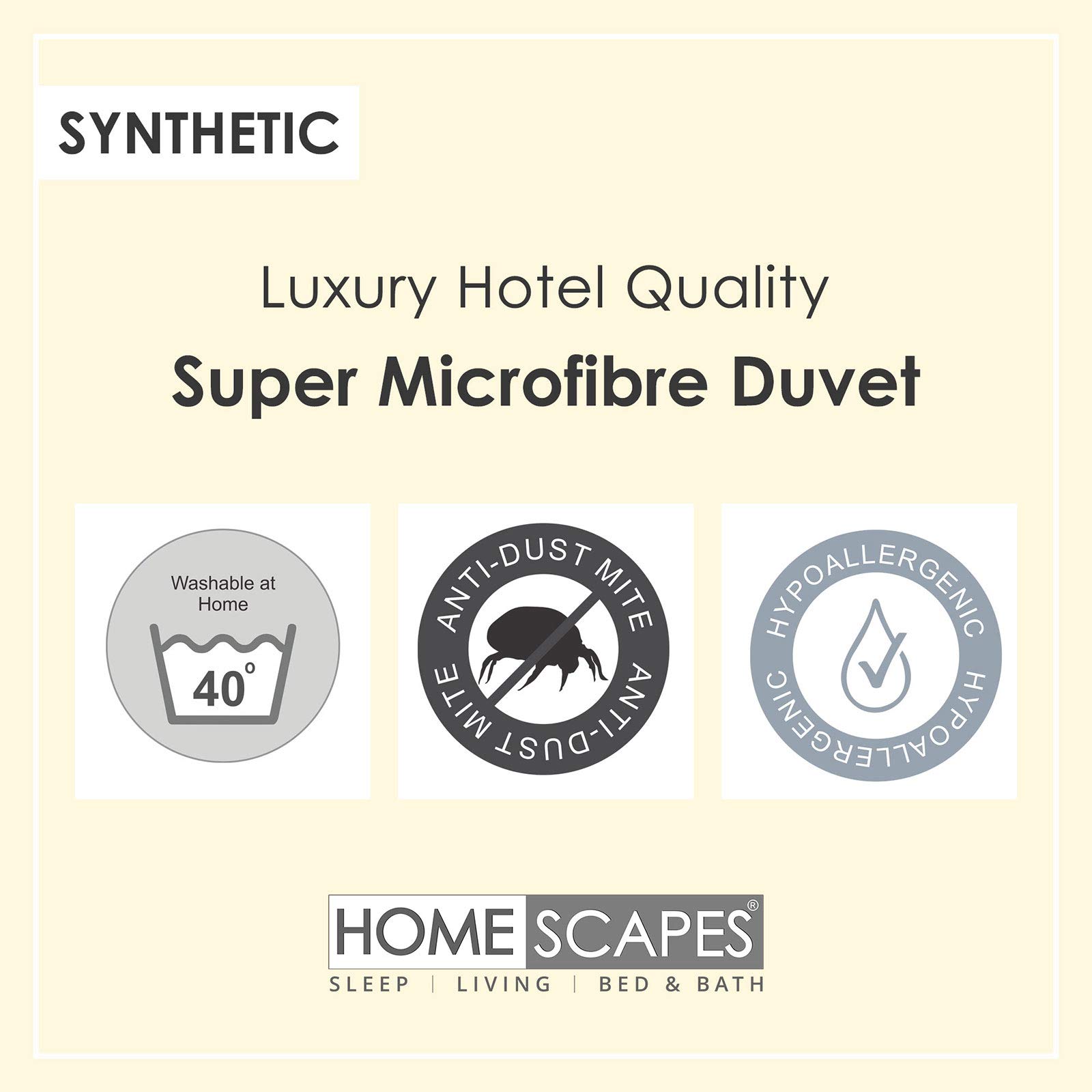HOMESCAPES Piumino ultrasoffice in microfibra sintetica 10,5 tog, ideato e utilizzato dai migliori hotel a 5 e 7 stelle, anti acari della polvere, struttura a cassettoni, lavabile a casa King
