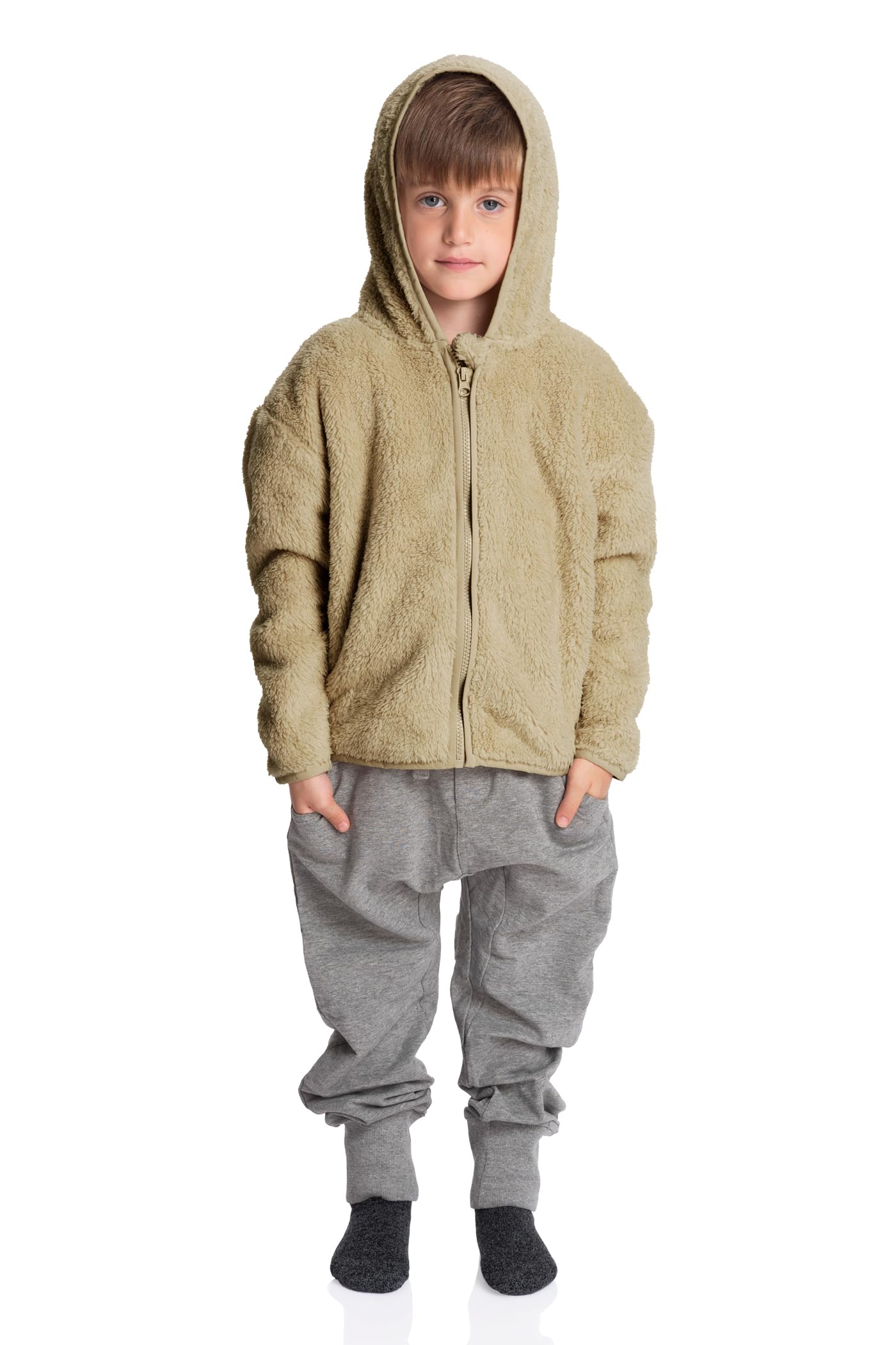Mad Dog ConceptsMad Dog Boys Sherpa Jacket, Cozy Boys Sherpa Zip Hoodie For Kids & Toddler, Soft Sherpa Winter Coat & Sweatshirt, Olive