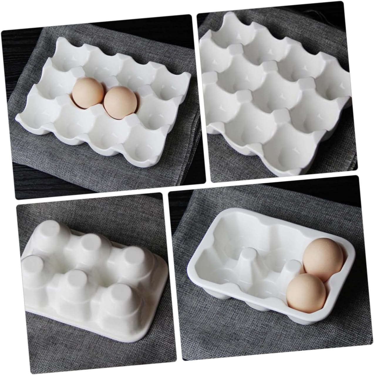 LIFKOME 6grids Compartment Ceramic Egg Tray Fridge Egg Holder for Kitchen Storage and Organization