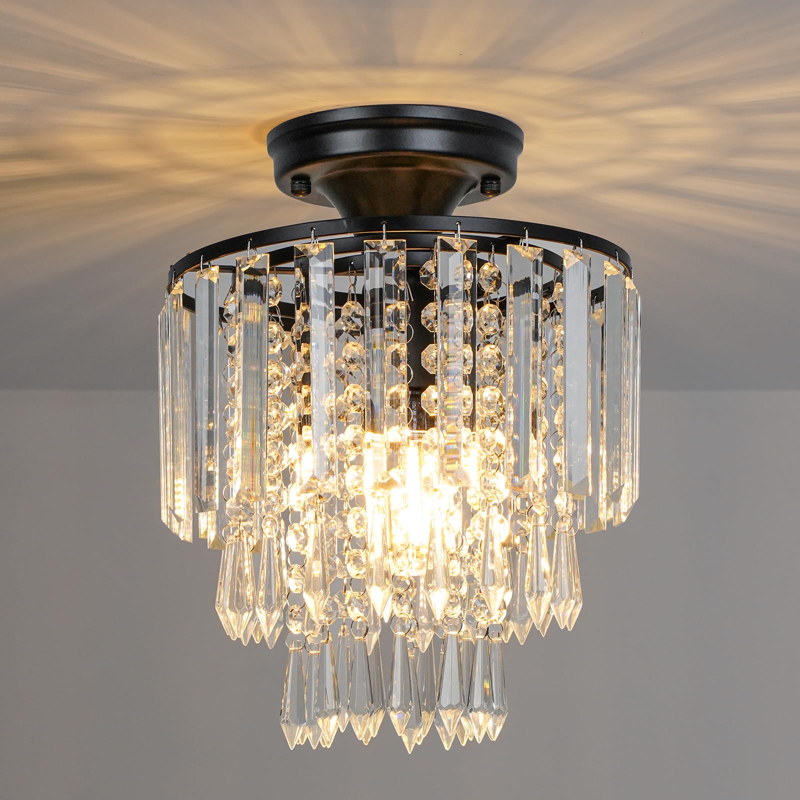 FRIDEKO HOME Deckenlampe Schwarz Modern Deckenlampe aus Metall E27-Fassung,1 Flammige Runde Lampenschirm Hängelampe für Küche Flur Wohnzimmer Schlafzimmer Esszimmer