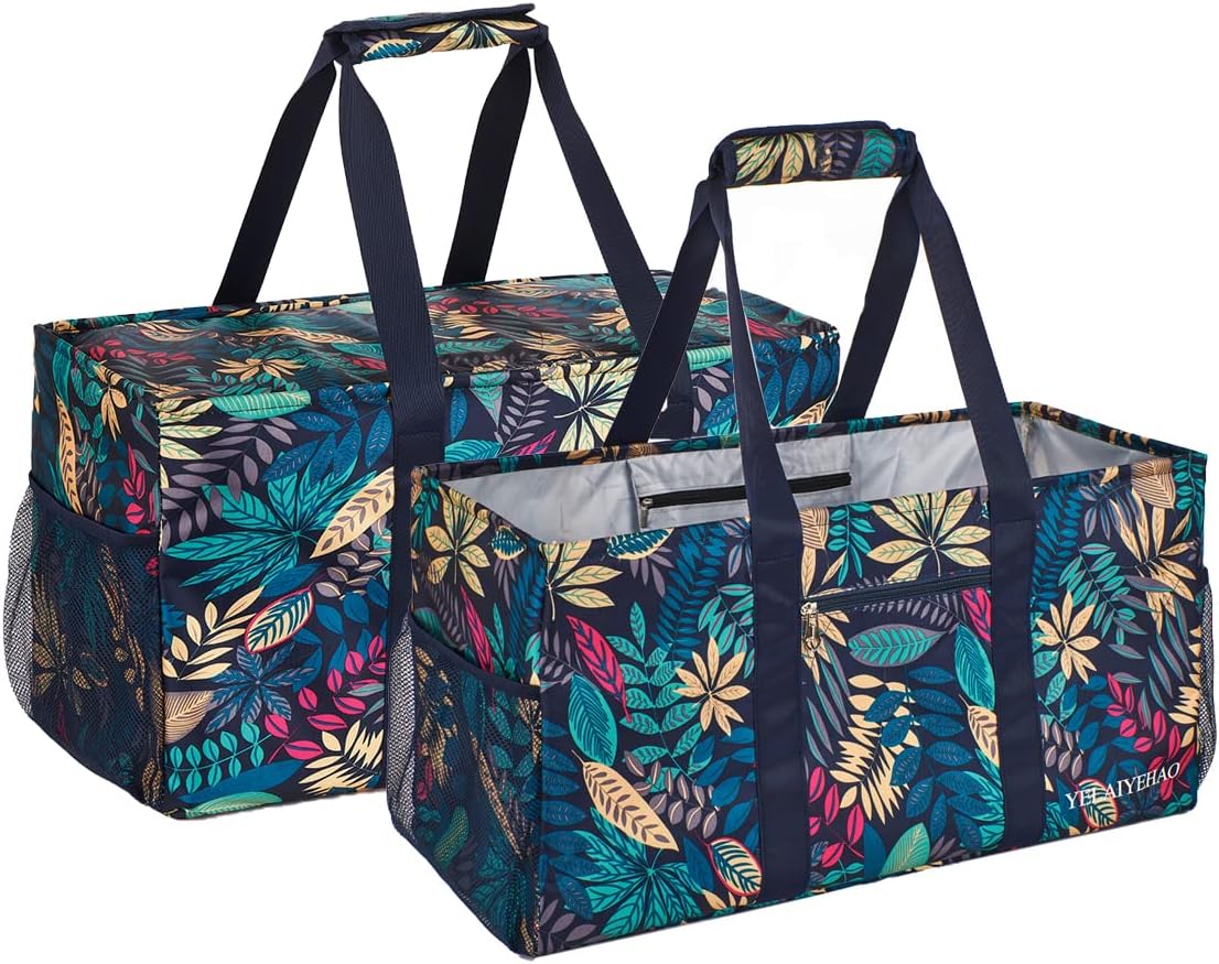 YELAIYEHAO 2 Large Utility Tote Bag, Foldable Collapsible Tote bag