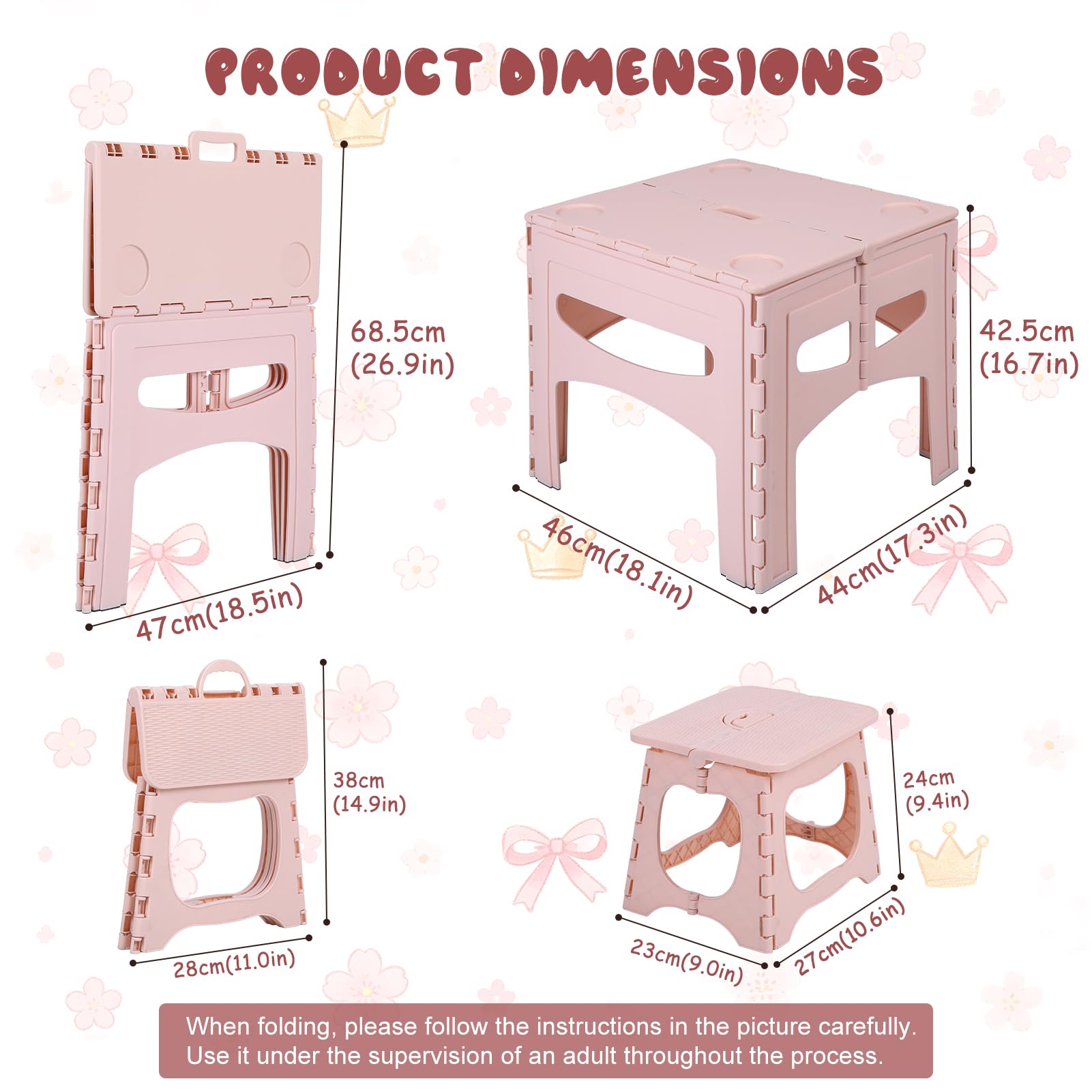 Table et 2 chaises Pliantes pour Enfant, Ensemble 3 pièces Maison et Jardin