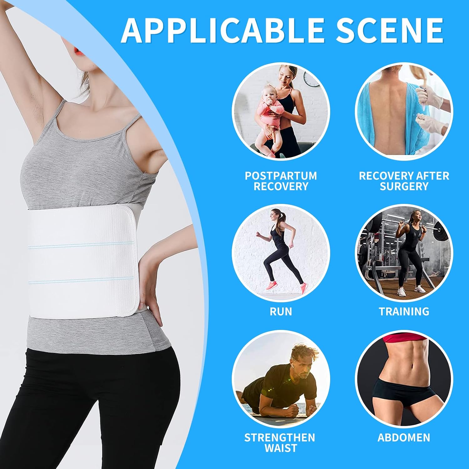 S Abdominal Binder Post Surgery for Men and Women, Postpartum Tummy Tuck Belt Provides Slimming Bariatric Stomach Compression,High Elasticity, Breathable - (30" - 45") 3 PANEL - 9"