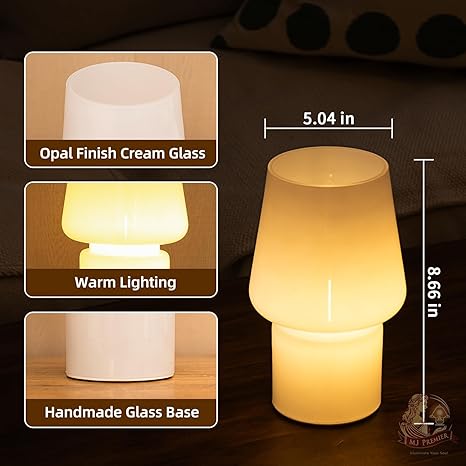 MJ PREMIER MJ PREMIER Battery Operated Lamp, Mushroom Lamp Home Decor, Cordless Table Lamp with LED Bulb for Power Light, Decorative Lamps for Living Room Kitchen Bedroom (Cream White) photo 3