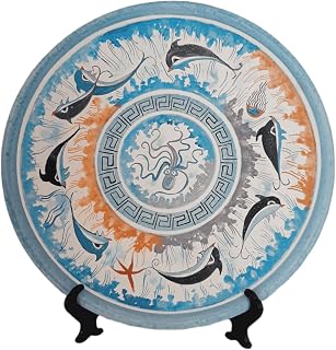 Ancient Greek Ceramic Plate 24cm,Minoan Art Pottery
