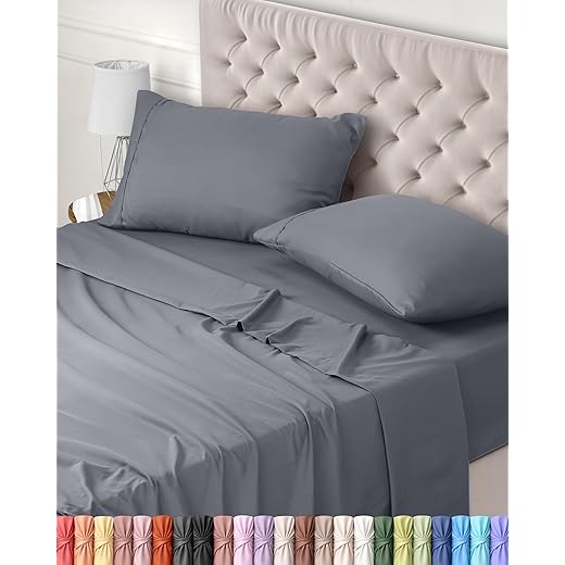 Utopia Bedding Juego Sábanas de Cama - Microfibra Cepillada - Sábanas y Fundas de Almohada (Cama 150, Gris)