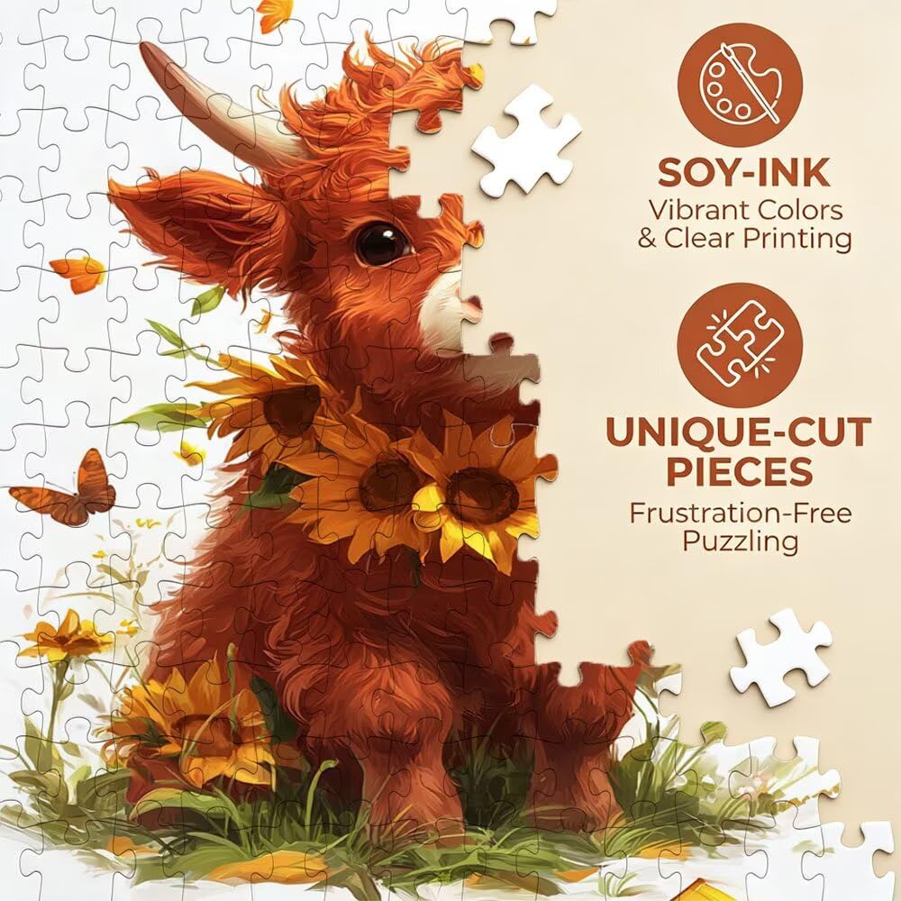 Puzzle 2000 Pezzi, Girosole Bovino Altipiano 3D Puzzle per Adulti Impegnativo, Educa Puzzles Artistico, Divertente E Stimolante Puzzles Decorativo per La Famiglia, Regalo Decorazione DX0YL6-922