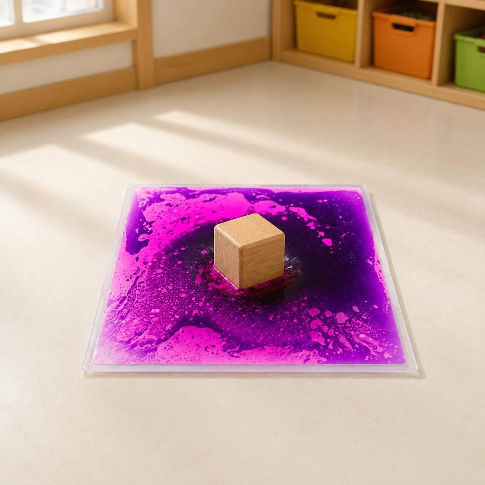 Tappetino Sensoriale per Bambini Pavimento Interattivo Liquido Allenamento Motricità Supporto Sensorialità Costruzione PVC Adatto a Cameretta Asilo Spazio Educativo, Arancione, 40 40cm