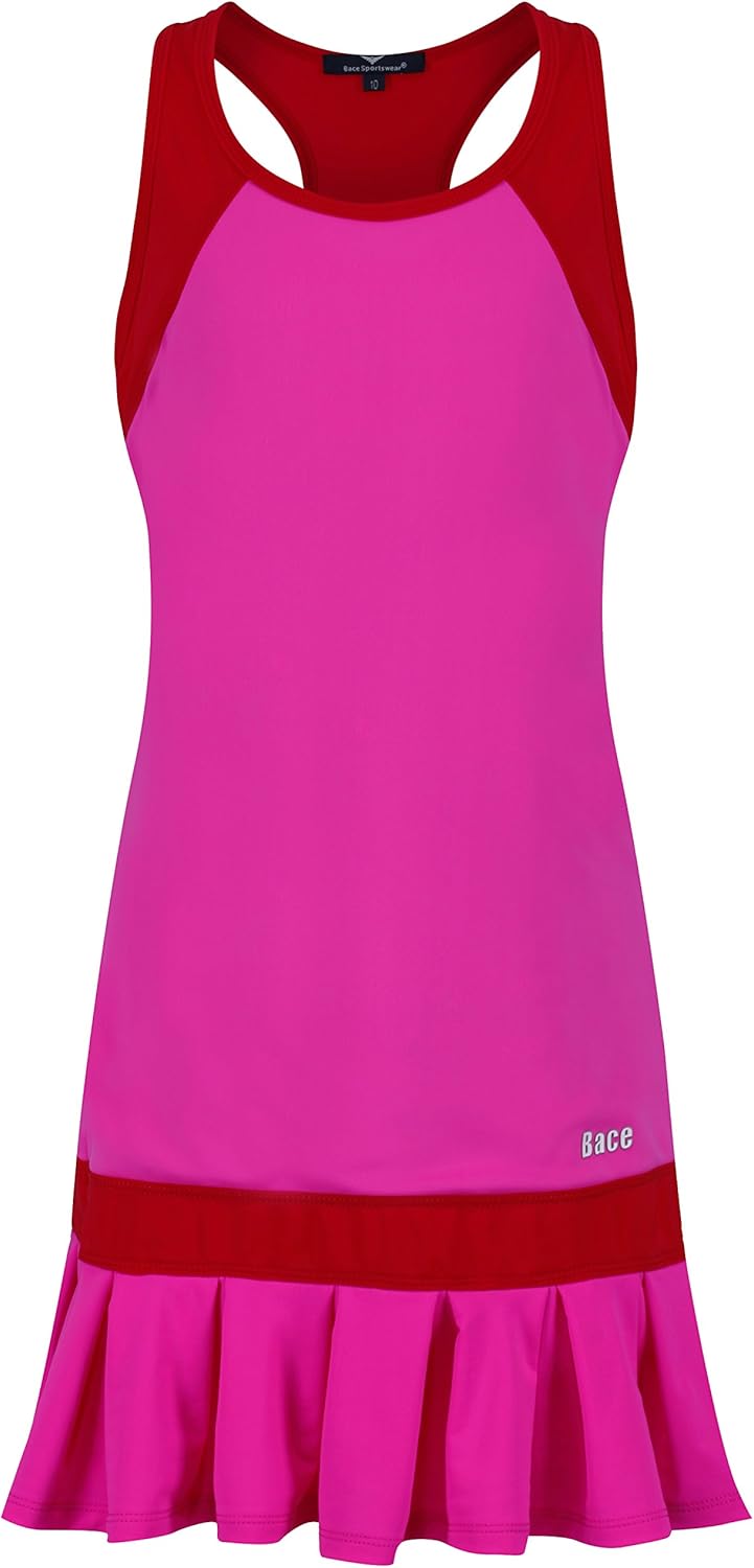 Bace Girls Pink Pleated Tennis Dress, Pink Tennis Dress, Girls Red Tennis Dress, Pleated Tennis Dress, Girls Golf Dress : Sports & Outdoors