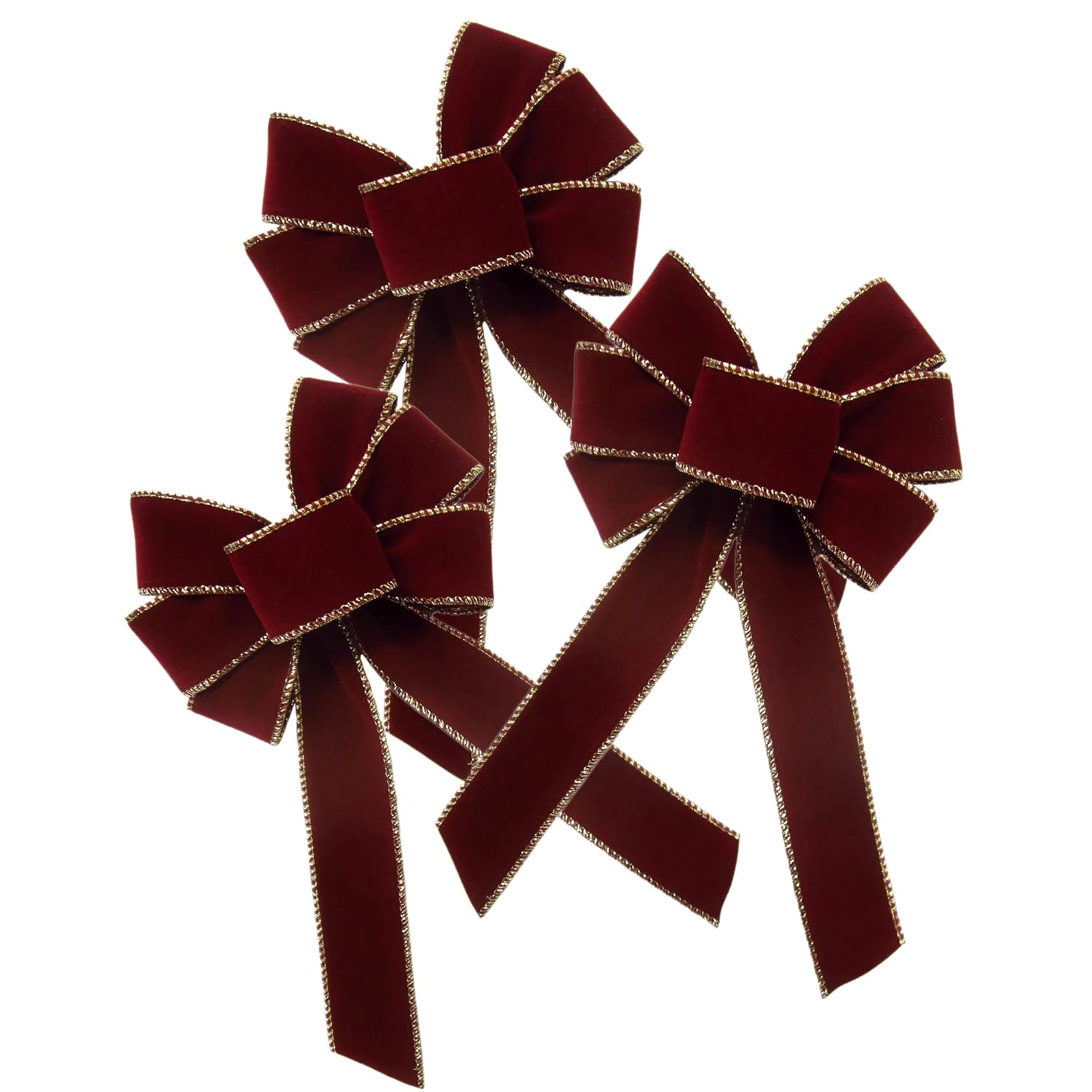 3 Pack 5" Small Burgundy Velvet Christmas Wreath Bows by