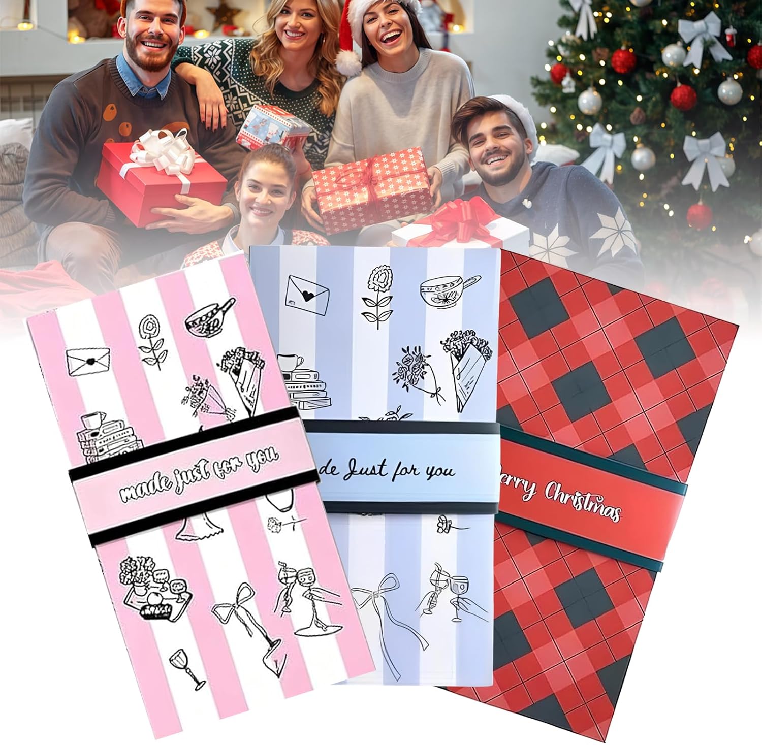 Handmade Holiday Gifts Card Holder Album with Pull-Out Waterfall Design – Creative DIY Greeting Card Booklet for Christmas Birthday Wedding and Special Celebrations (Pink-2pcs)