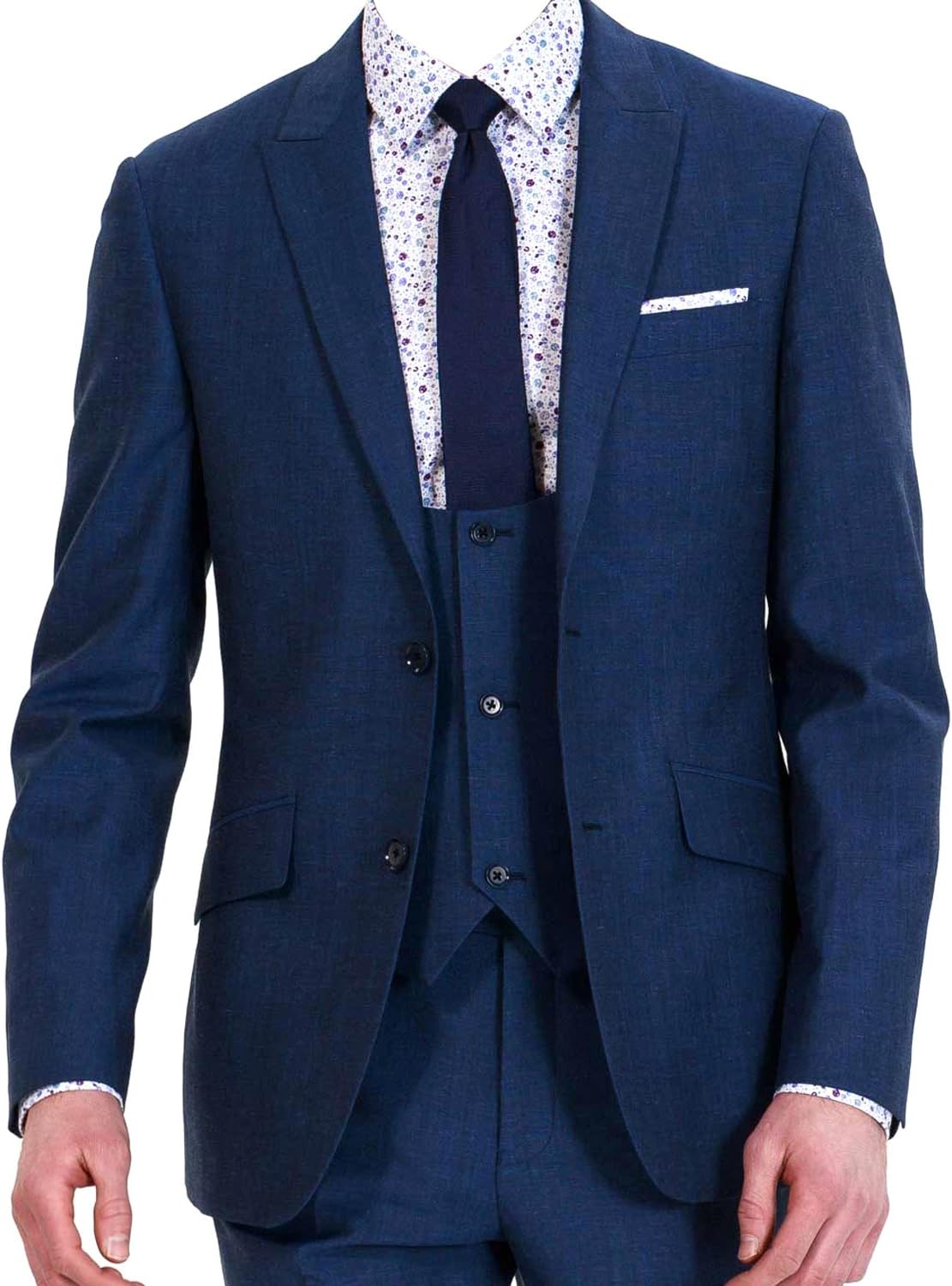 HBDesign Mens 3 Piece 2 Button Notch Lapel Slim Trim Fit Casual Suite