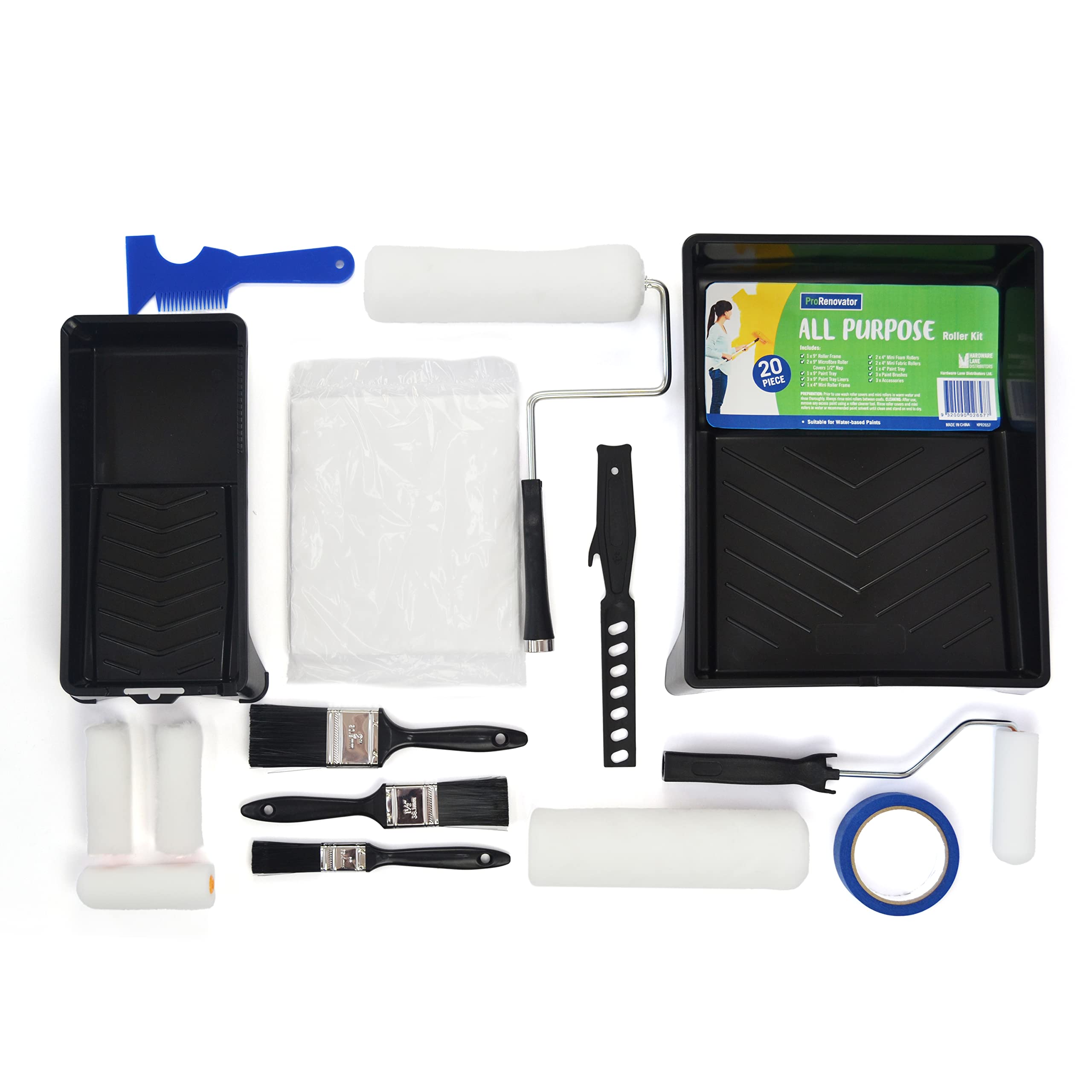 20 Pcs Paint Roller Set, Paint Rollers and Trays Sets, Roller Sets for Painting, ProRenovator