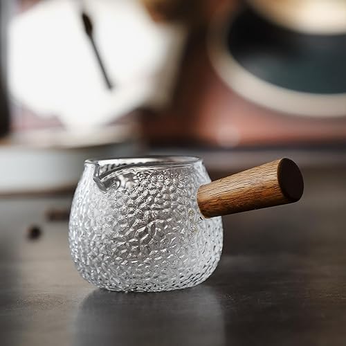 Miniatura 7 de Bincoo Vaso de chupito de espresso de 2.7 fl oz con mango de madera, boquilla individual, mini taza de leche de vidrio, resistente al calor para