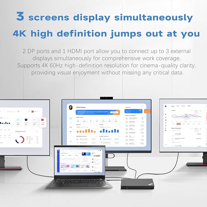 Docking Station LIFKAHY ThinkPad 40AF0135 Dual Monitor USB-C con Adaptador miniatura 7