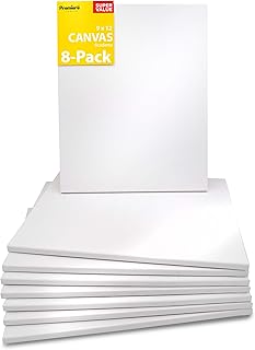 8 Pack Stretched Canvas for Painting, 9x12 | Bulk Value Pack Plain White Rectangular Canvases | Triple Acrylic Gesso Primed | Art Supplies for Acrylics, Oil Painting, DIY Wall Décor