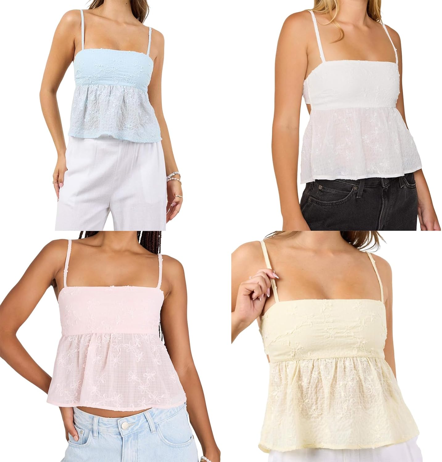 Womens Y2k Babydoll Cami Tank Ruffle Hem Sleeveless Flowy Top Teen Girl Summer Fairy Shirt Fitted Streetwear - Image 7