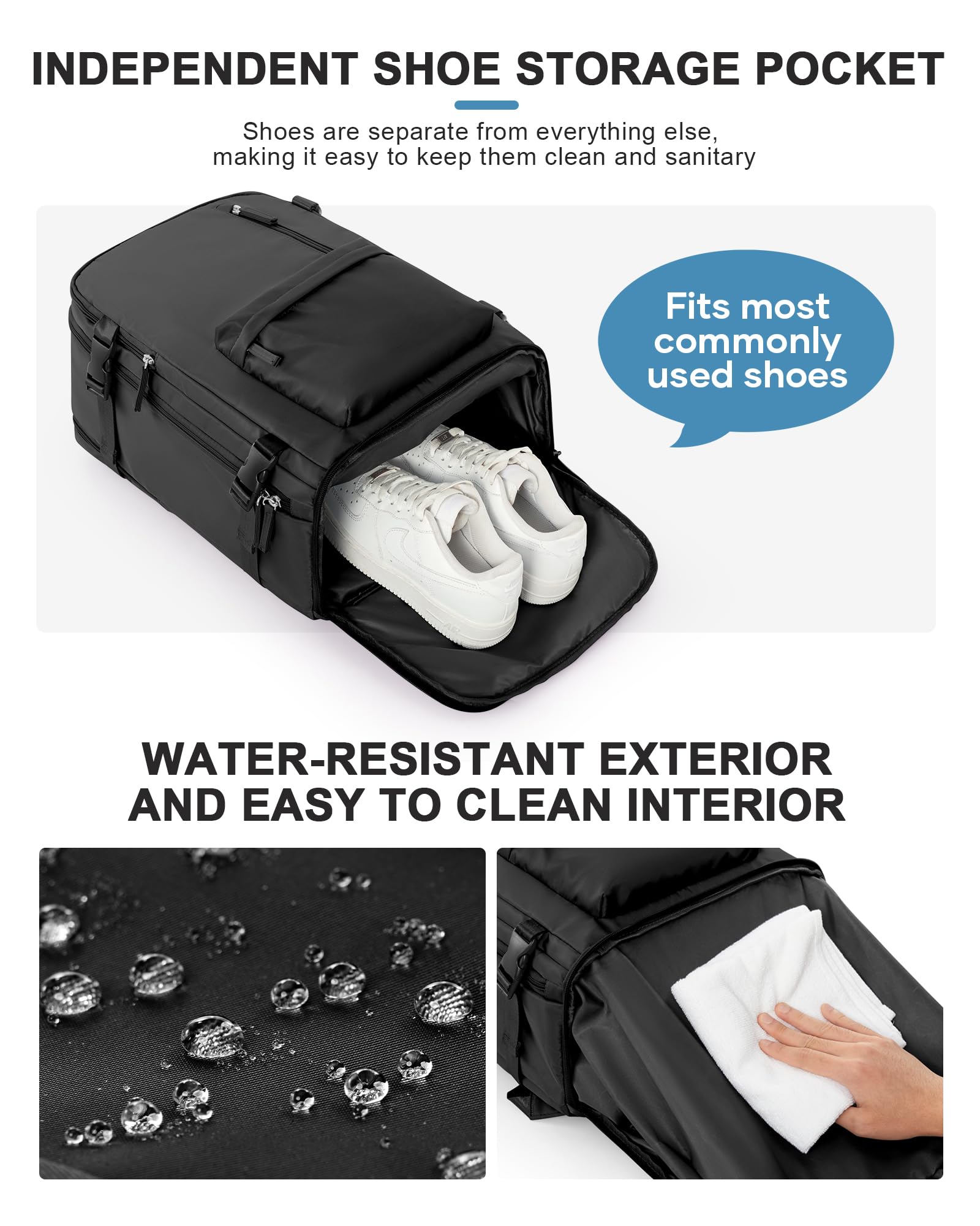 VGCUB Carry on Travel Backpack for Women Men Large Laptop Gym Work Frontier Airlines Personal Item Bag Business Airport Lightweight Backpack Flight Approved Mochilas de Viaje Black - 4