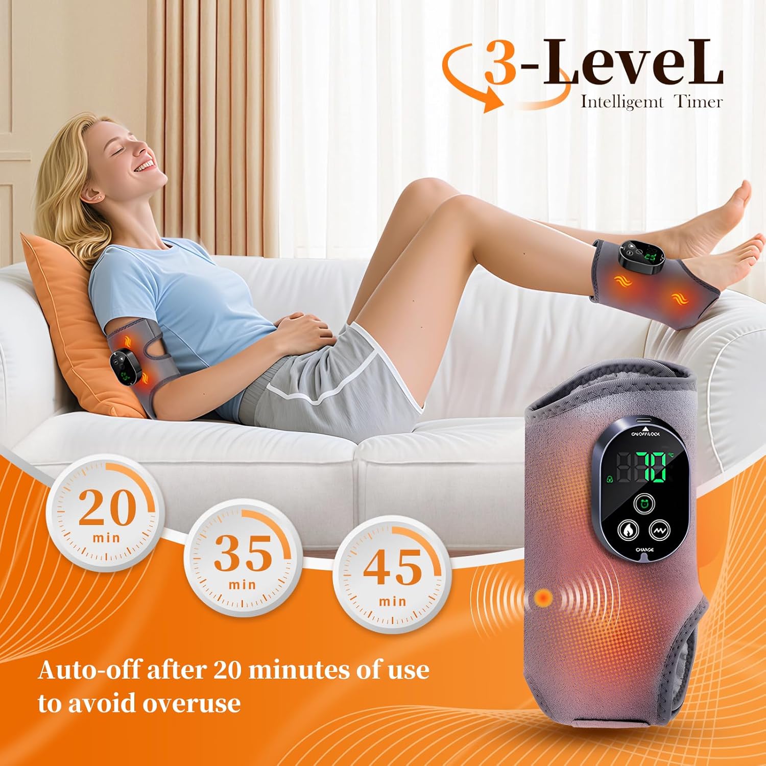 Foot and Ankle Massager for Pain Relief, Cordless Ankle Heating Pad Foot Renew Triple Method Massager with Adjustable Timer, 6 Heat Levels, 3 Vibration Modes, Grey