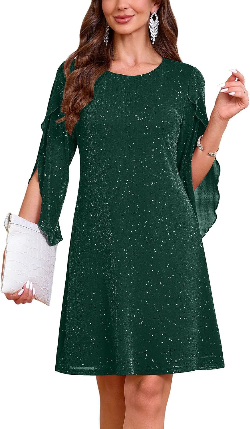  Women's 2026 Flutter Sleeve Cocktail Wedding Guest Short Dresses thumbnail