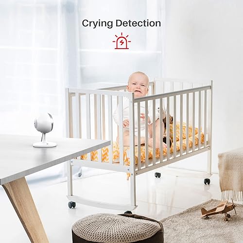 Miniatura 5 de SMONET - Monitor de bebé con video y audio, monitor de bebé SMONET 1080P con 2 cámaras remotas Pan Tilt Alimentación Alarma de conversación