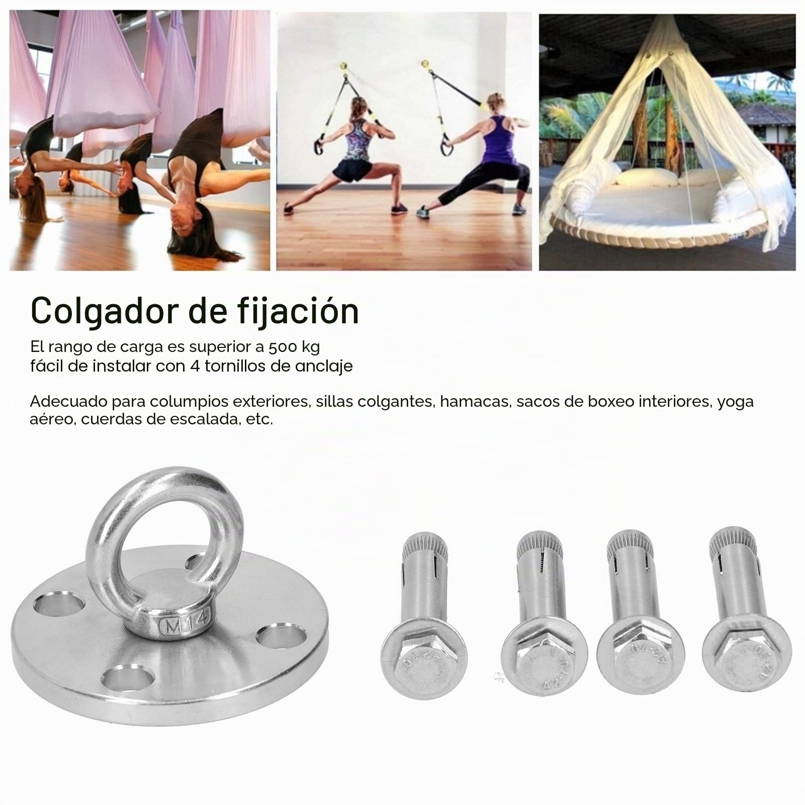 Colgador de fijación Colgador de columpio Colgador de montaje en techo Gancho para hamaca Equipo de gimnasia Ganchos giratorios para porche Colgadores giratorios para patio de juegos de yoga(DG-08)