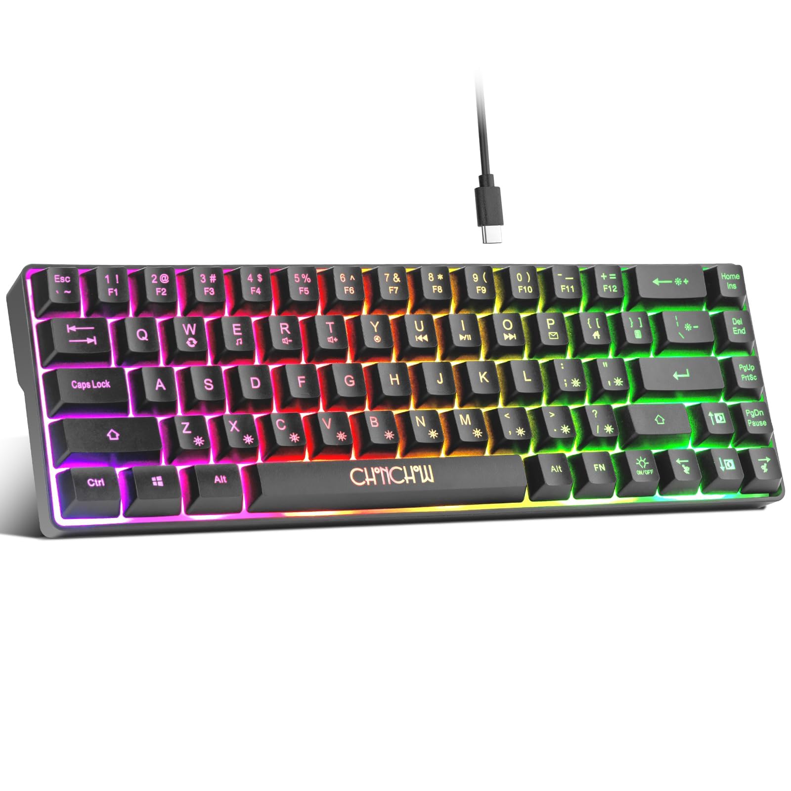 Compact 60% keyboard rgb backlit (Black,air from usa)