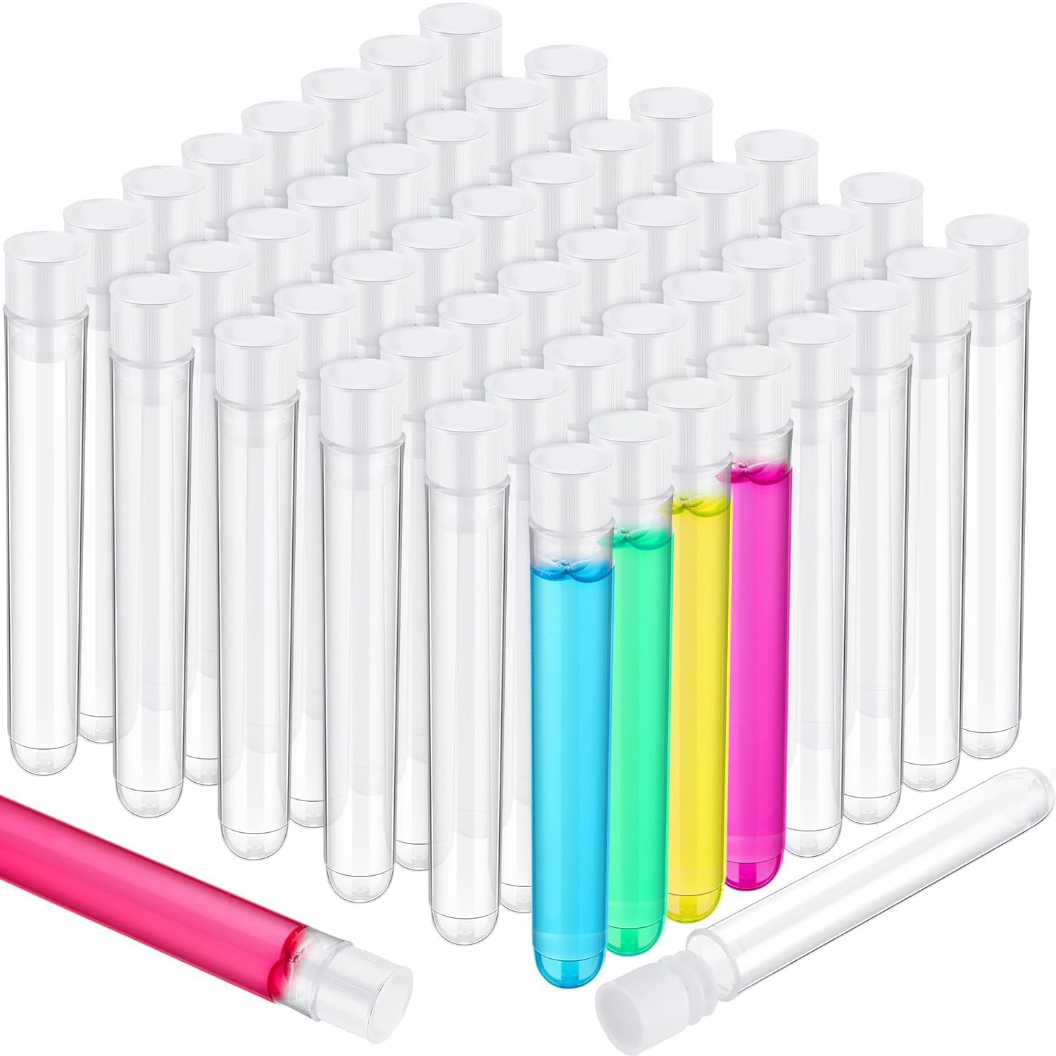 Sponsored Ad – Khazna Clear Test Tubes with Lids 100 Pcs Plastic Tube Plastic Vials for Scientific Experiments Party Supplies Birthday Candy Storage Seed Beads Powder Spice Liquid (White Lid,12 x 75 mm)