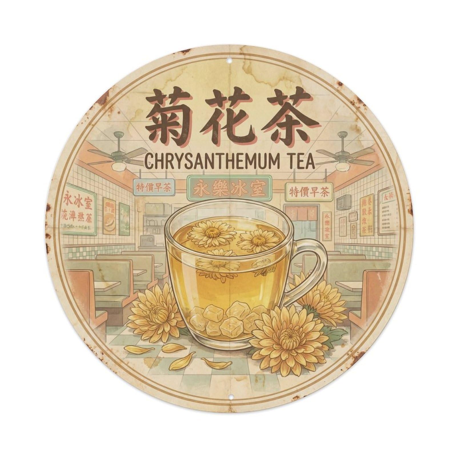 Tea Brew Culture Hong Kong Teahouse Roadside Diner Metal Tin Sign