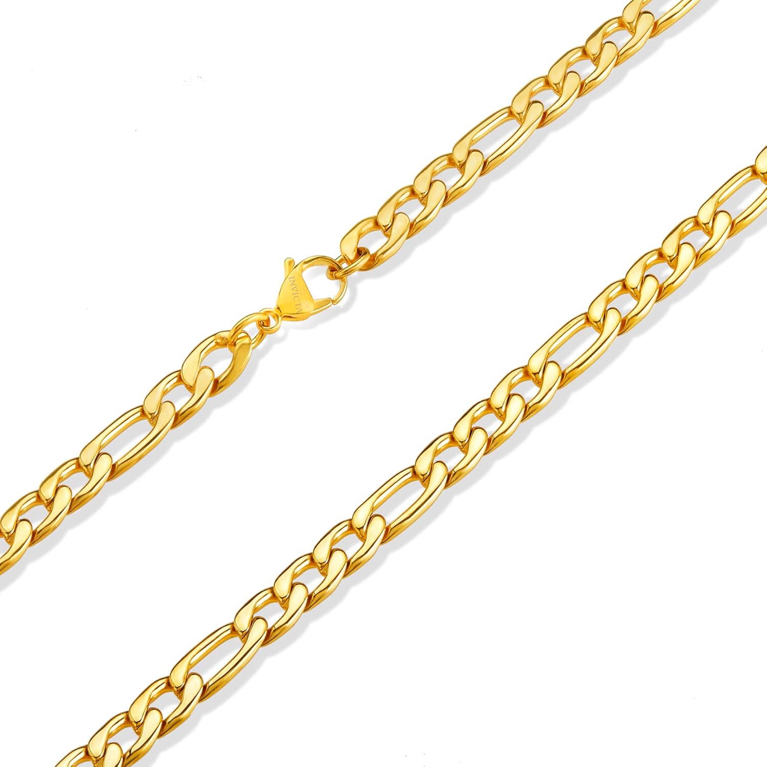 Invicta Jewelry Men's Polished Figaro Chain Stainless Steel Necklace (8mm) - 24" - Image 5