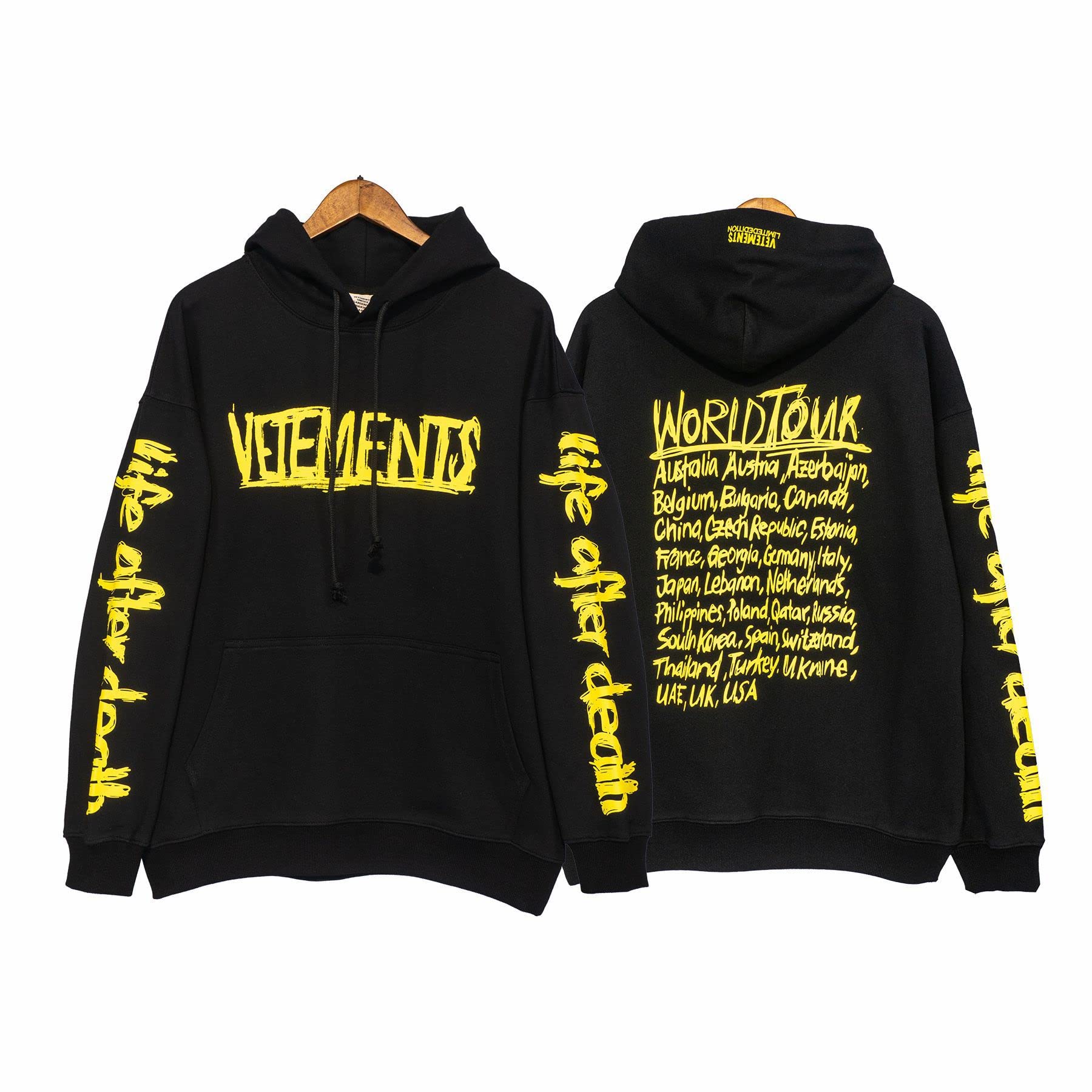 JNTTIQ Vetements Mens Hoodies Fashion Letter Graphic Print Hooded Sweatshirt Women Casual Loose Hood