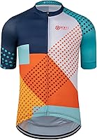GCRFL Men's Short Sleeve Cycling Jersey - Breathable Quick-Dry Bike Shirt, 3 Rear Pockets + Waterproof Zipper Pocket, UPF 50+