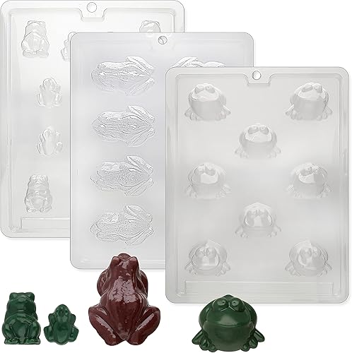 CybrTrayd Moldes de caramelo de chocolate - Ranas - Paquete de moldes de 3 piezas - Incluye instrucciones (idioma español no garantizado)