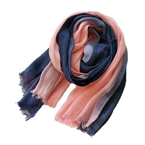 Cotton Linen Fashion Scarf,Gradient Two-tone Four Season Scarf Shawl Beach