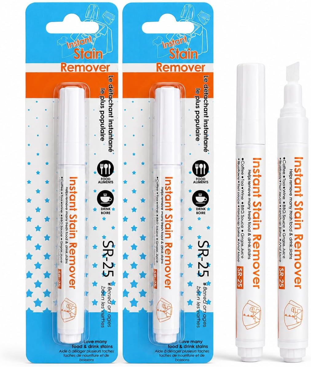 Instant Stain Remover Pen for Clothes, Portable Laundry Stain Cleaner Stick for Food, Coffee, Grease & Makeup Stains, Travel Size Emergency Spot Treatment for Kids, Adults, Office & Travel