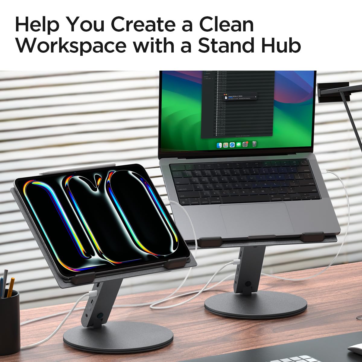 Spigen ArcDock Support Ordinateur Portable Hub 6-en-1, Station d'accueil [Câble Inclus] HDMI 4K60Hz, USB-C & A 3.0 pour PC Portable & Tablette Jusqu'à 15.6", MacBook iPad Pro Air Neo A16 M2 M3 M4 M5