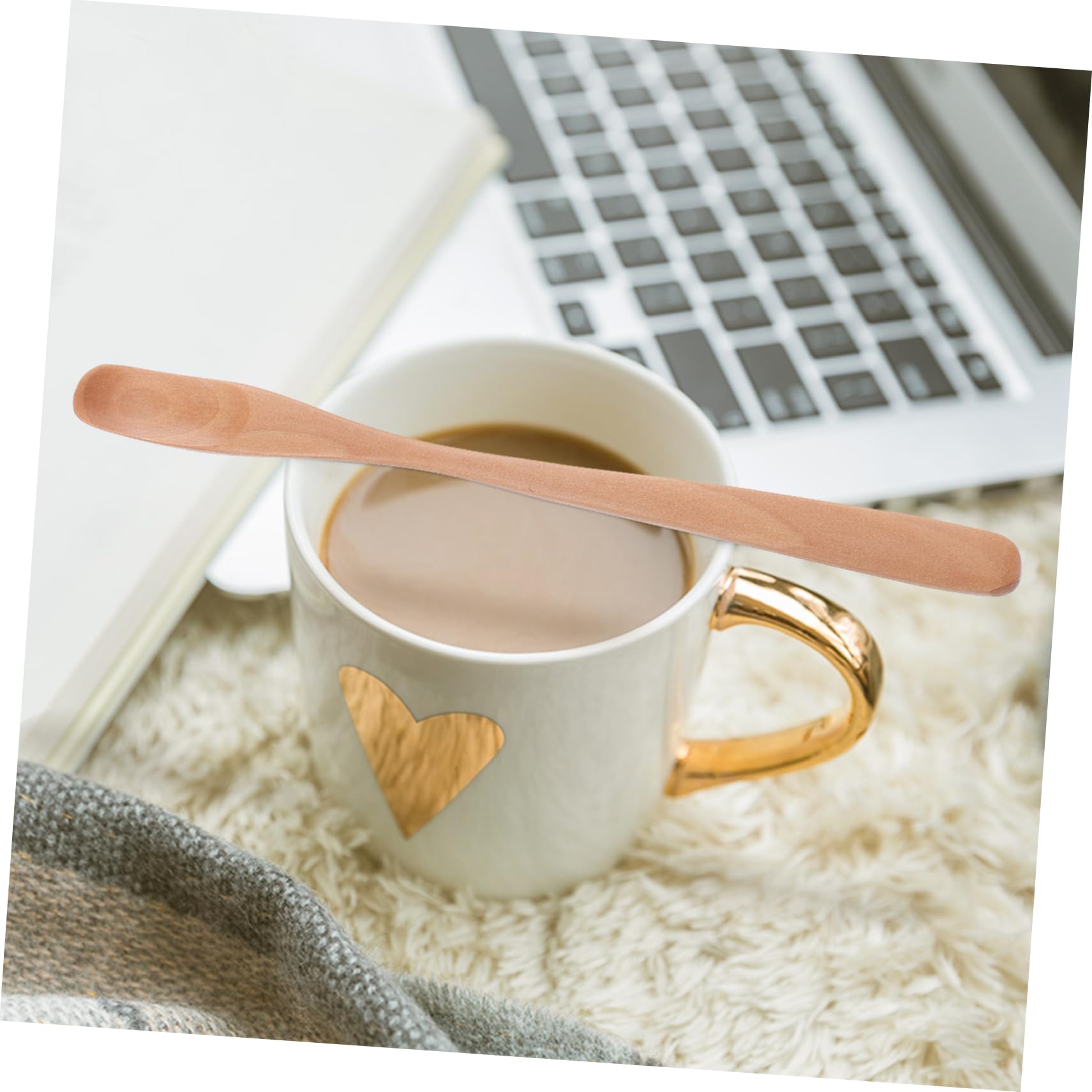 Cabilock 5pcs Wooden Honey Stirrer for Tea Honey Dipping Stick Honey Mixing Spoon for Honey Syrup Jam Molasses