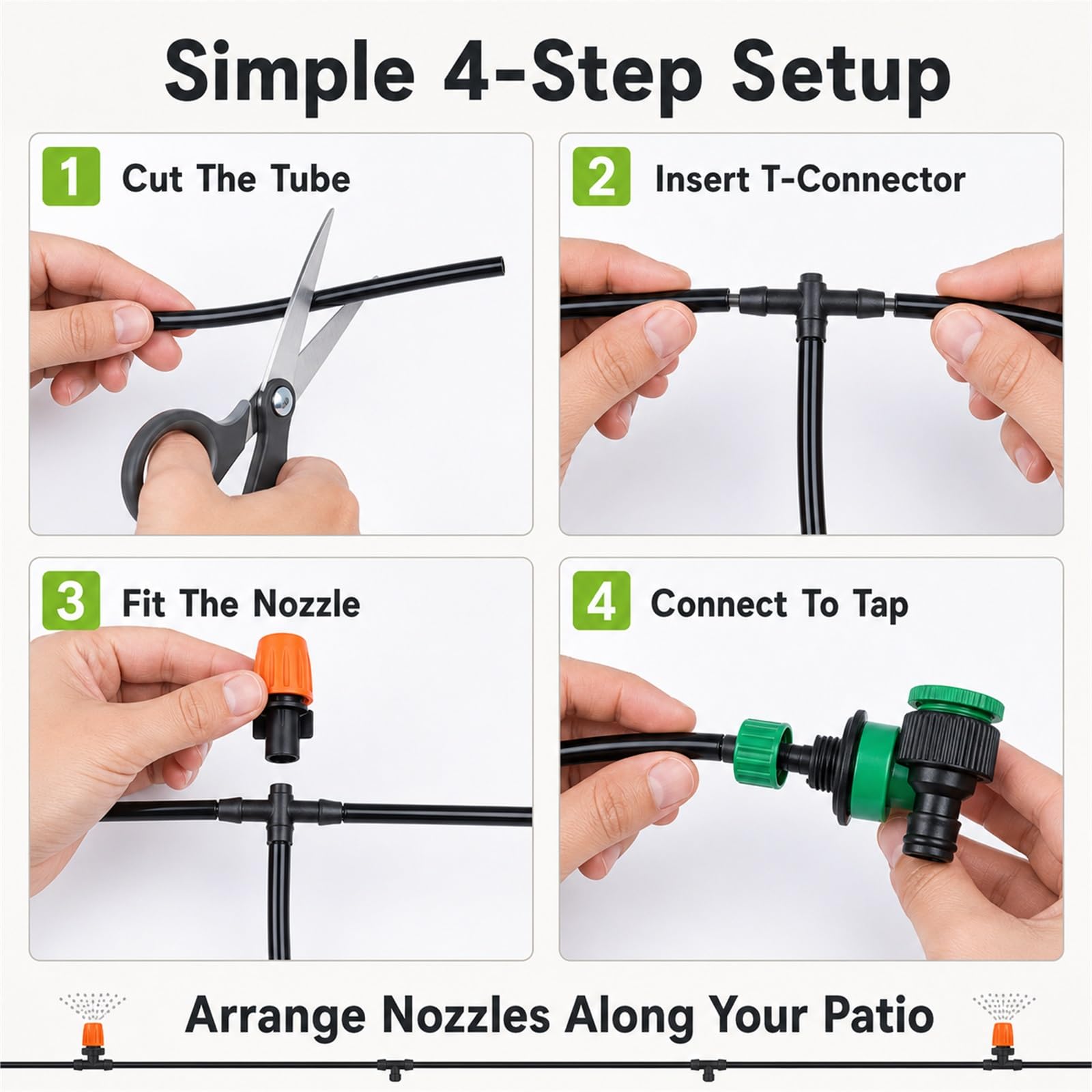 Impianto Irrigazione Giardino,Nebulizzatore per Terrazza Esterno,Kit Irrigazione A Goccia,Wear-Resistant,for Gardens,Greenhouses,Balconies,And Vegetable Gardens