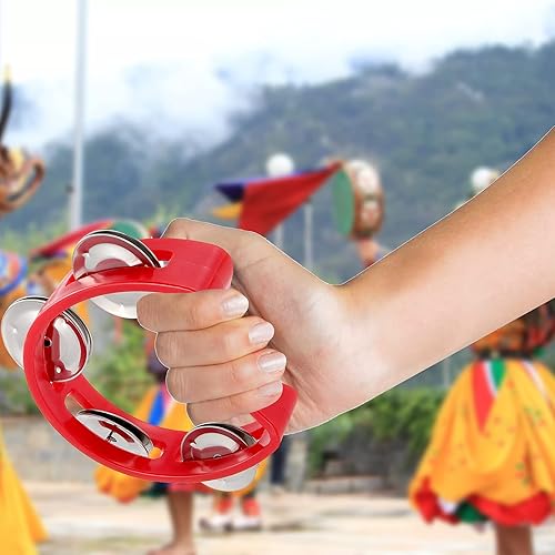 Miniatura 6 de MUKLEI Paquete de 20 mini panderetas de mano de 4 pulgadas, pandereta musical de media luna para centro de música, centro de música para niños