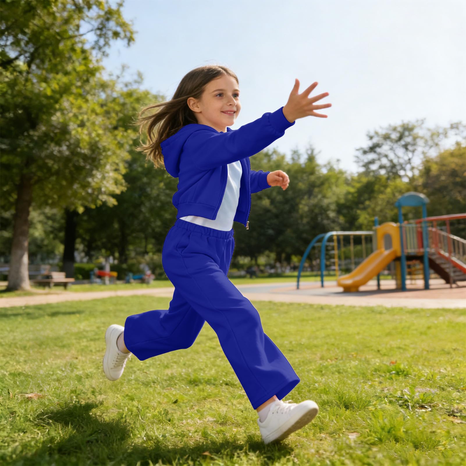 amropi Bambina Ragazze Tuta 3 Pezzi Set Felpa con Cappuccio e Maglietta e Pantaloni a Gamba Larga Sportiva Set per 7-12 Anni